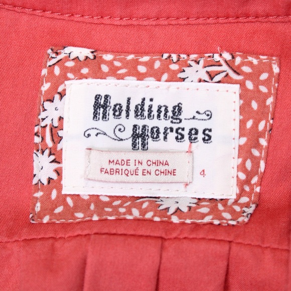 Holding Horses Anthropologie Sz 4 Salmon Utility Romper Jumpsuit Shorts Safari - Picture 2 of 15